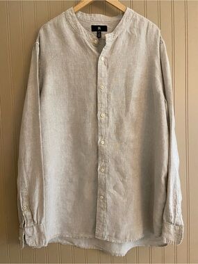 Banana Republic 100% Linen Standard Fit Short Sleeve Button down Size XL